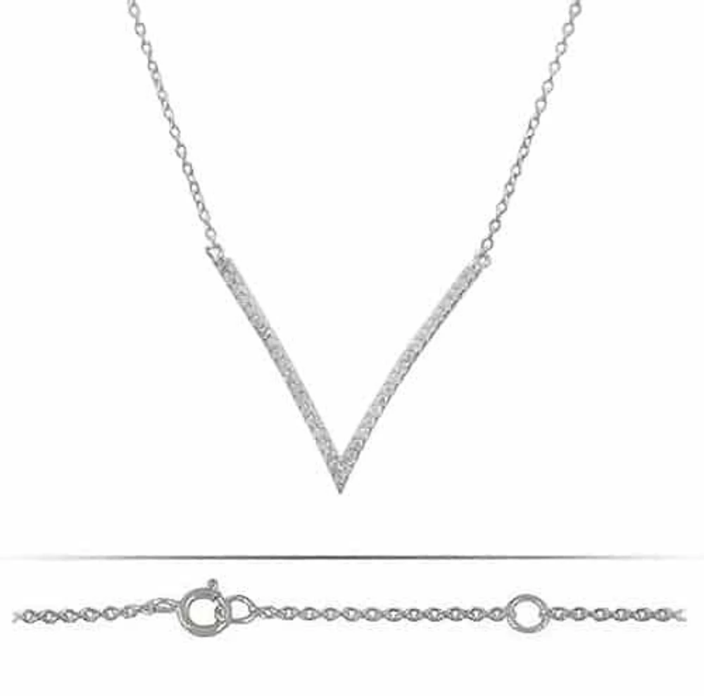 Sterling Silver With Rhodium, V (29mm) Charm