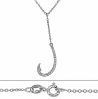 Sterling Silver With Rhodium, Hook (29X15mm) Charm Necklace