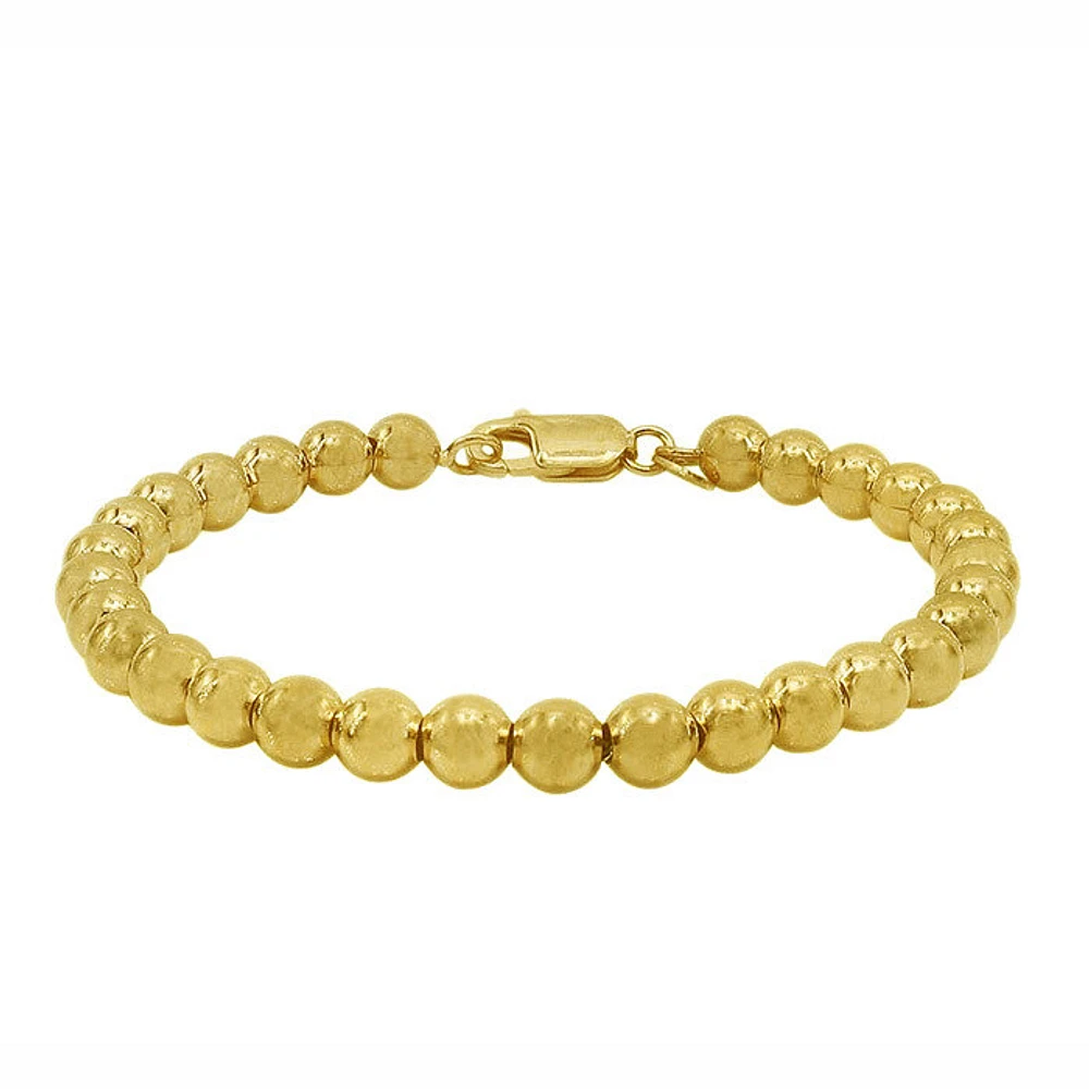 Sterling Silver With Gold, 4mm Ball Bead Bracelet