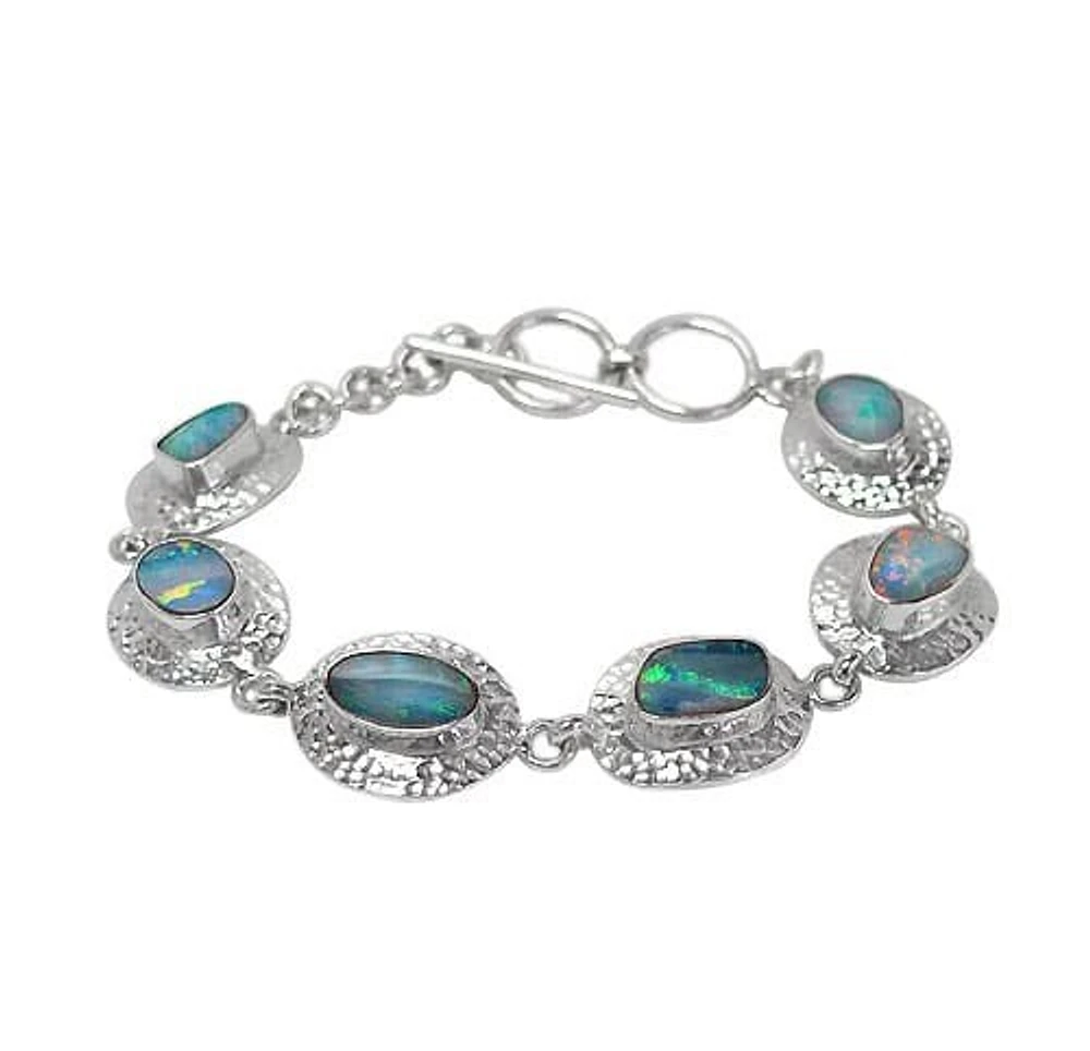 Sterling Silver, Approx. 8X11mm Free Form Shape Gemstone Bracelet