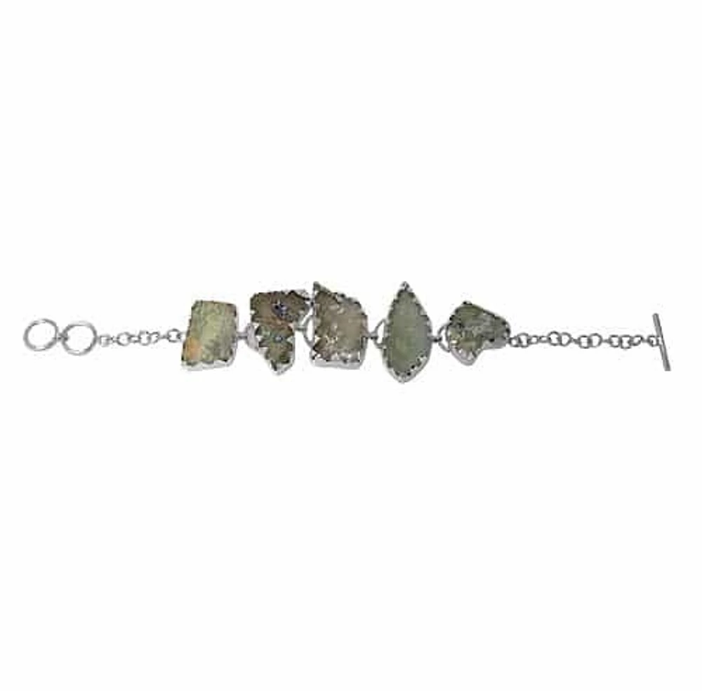 Sterling Silver, Approx. 26X38mm Free Form Shape Gemstone Bracelet