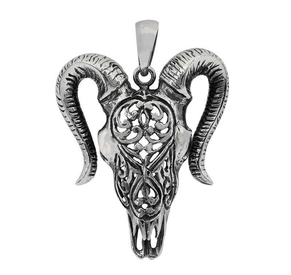 Sterling Silver, Ox Head Pendant, 39X32mm