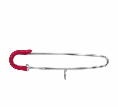 Sterling Silver, Pink Safety Pin With 4mm Loop, 42X14mm