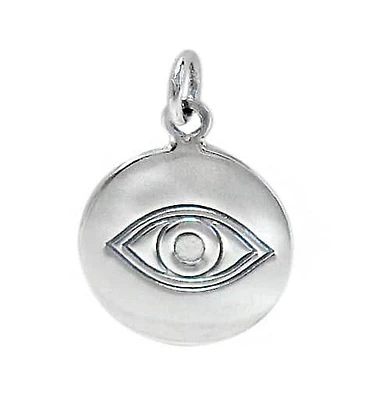Sterling Silver Evil Eye Pendant, 15mm Diameter