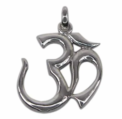 Sterling Silver, Plain, Smooth Om Shape Pendant. Approximate Size: 25m L X 22.5mm W X 2mm Thickness