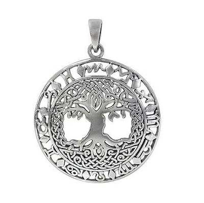 Sterling Silver, Tree Of Life Pendant. Approx Pendant Size: 36mm Diameter