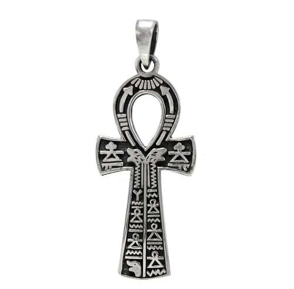 Sterling Silver Ankh Egyptian Cross Pendant, 40X19mm