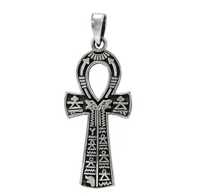 Sterling Silver Ankh Egyptian Cross Pendant, 40X19mm