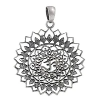 Sterling Silver Om Pendant, 40mm Diameter(Outer Frame)