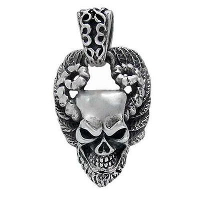 Sterling Silver, Smooth Unique Skull Head Pendant. Approx Pendant Size: 26.5mm L X 19mm W