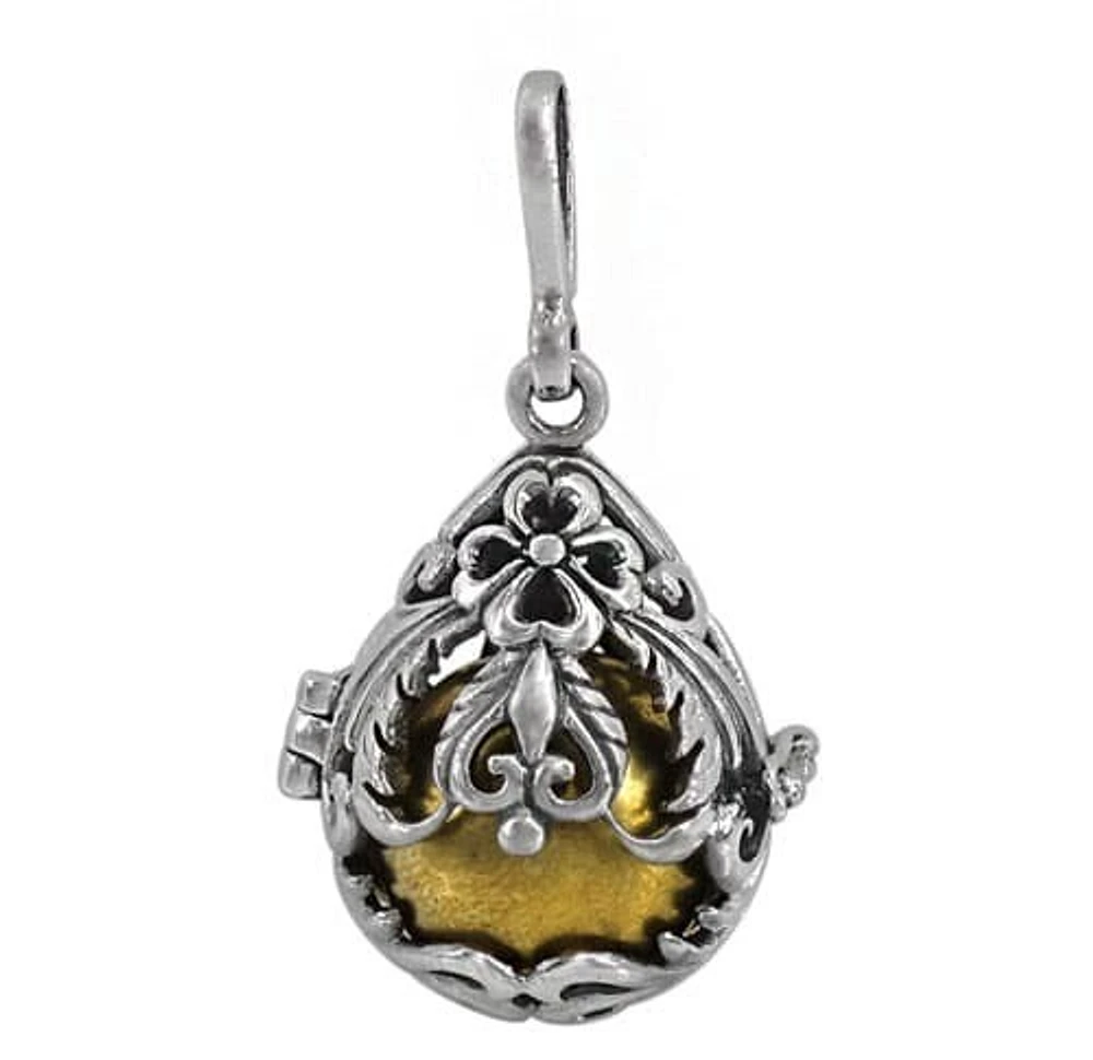 Sterling Silver Harmony Ball Pendant, 17mm(Ball), 25X27mm (Outer Frame)