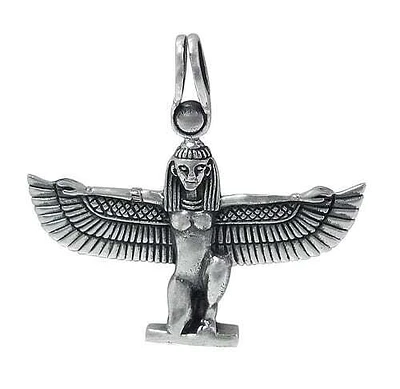 Sterling Silver, Egyptian Sekhmet(Goddess Of War) Pendant. Approx Pendant Size: 24mm L X 32mm W X 3mm T