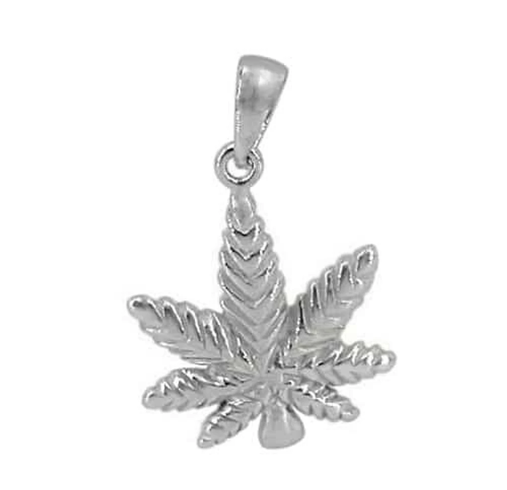 Sterling Silver With Rhodium Leaf Pendant, 16X15mm