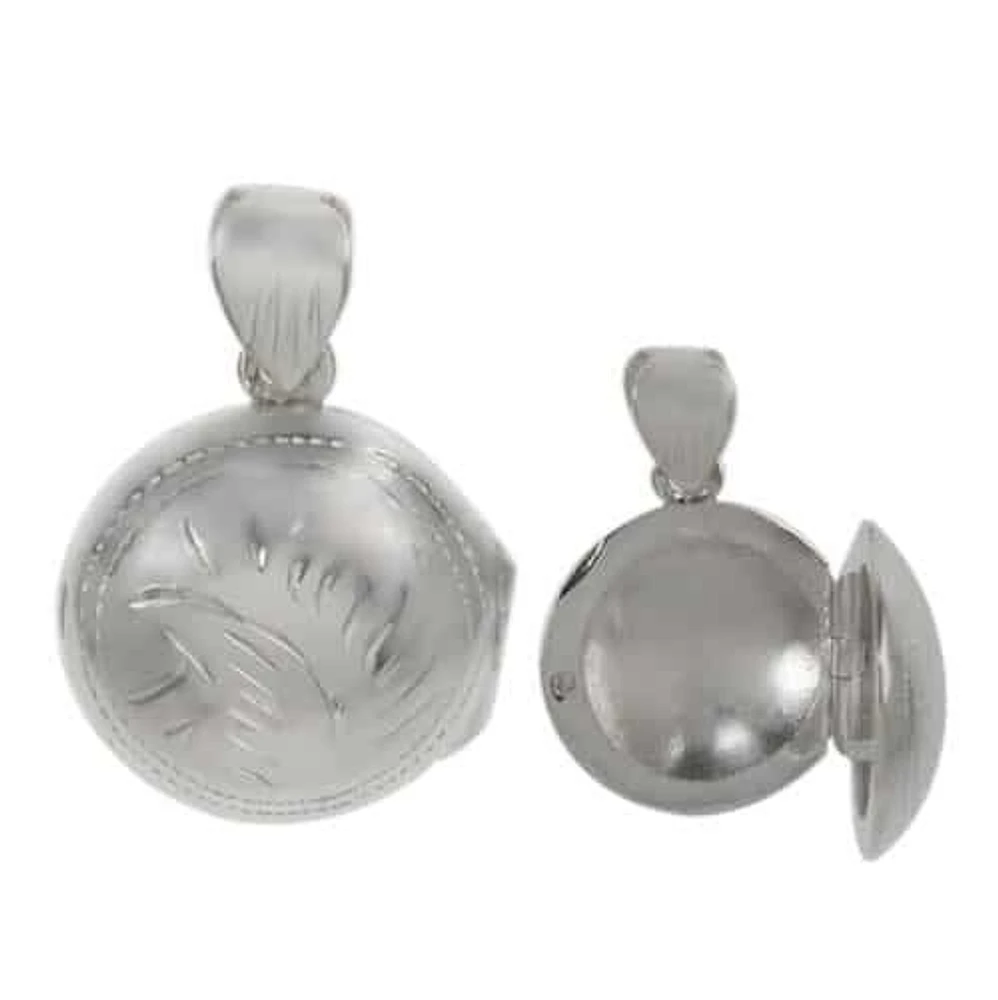 Sterling Silver, Engraved Round Locket. (Locket05) (Locket06) (Locket08)