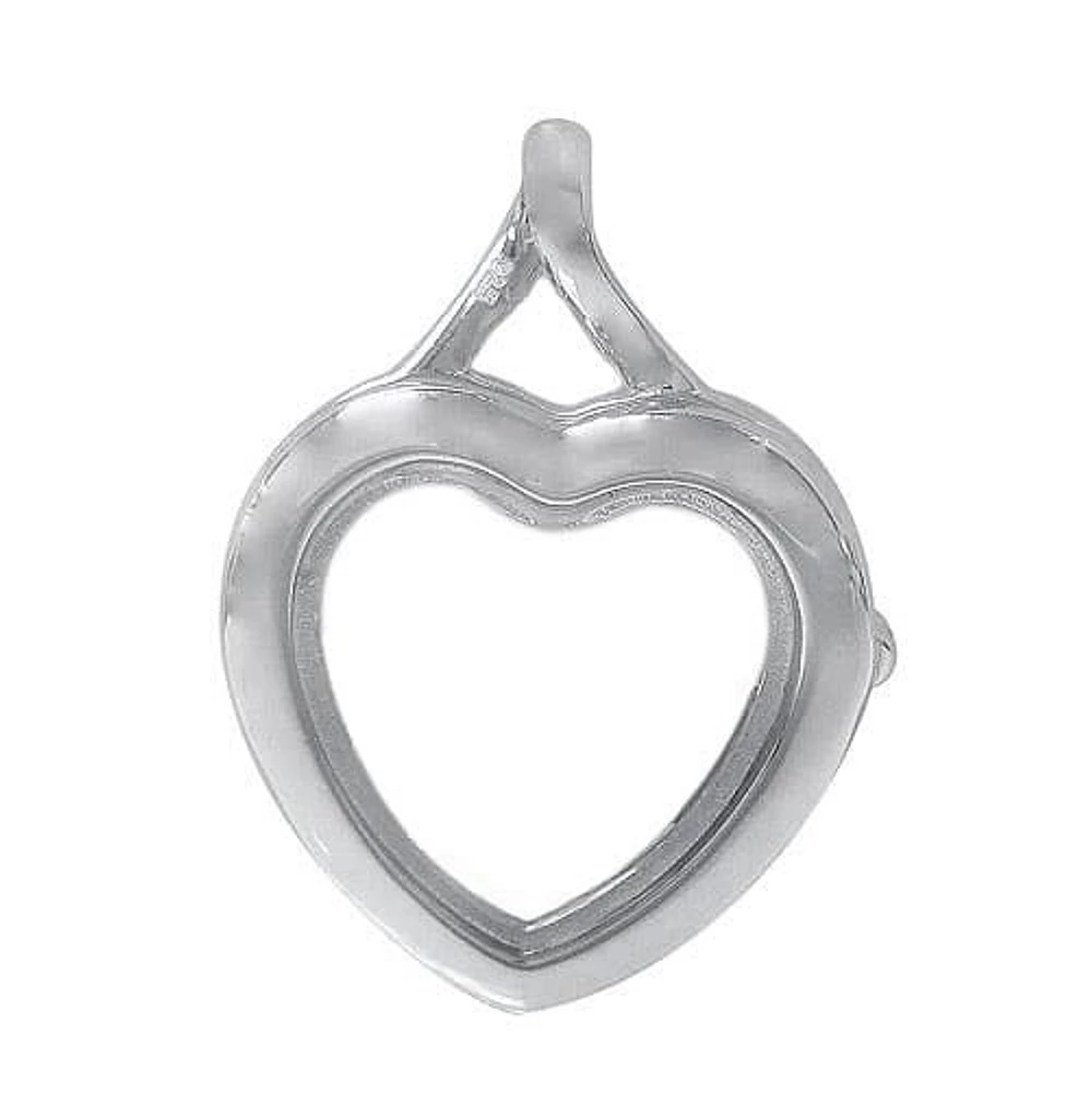 Sterling Silver With Rhodium Heart Locket, 19X19mm Frame