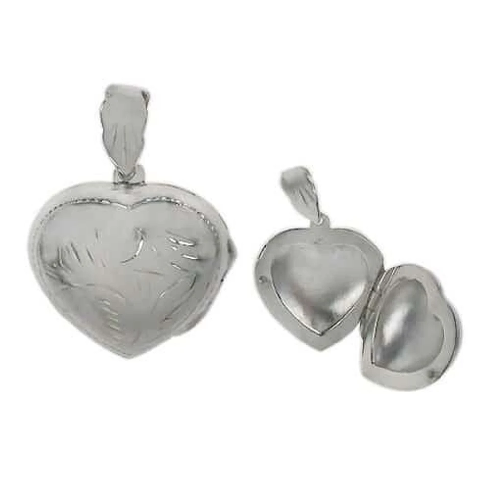 Sterling Silver, Engraved Heart Locket. (Locket21) (Locket22) (Locket23) (Locket24)