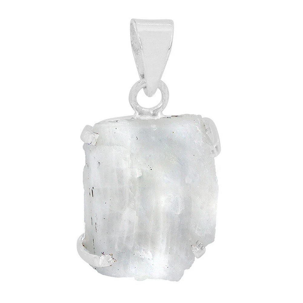 Sterling Silver, Rough Free Shape Moonstone Pendant