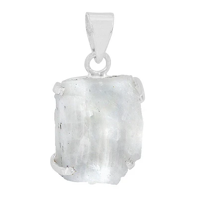 Sterling Silver, Rough Free Shape Moonstone Pendant