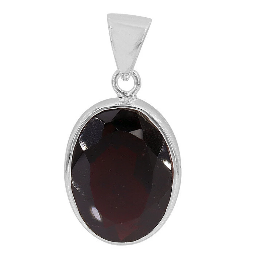 Sterling Silver, 14X27mm Garnet Pendant