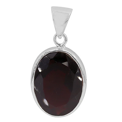 Sterling Silver, 14X27mm Garnet Pendant