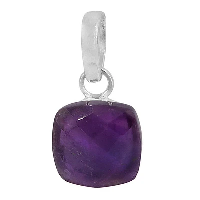 Sterling Silver, 12X12mm Amethyst Pendant