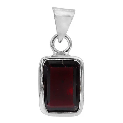Sterling Silver, 11X15mm Garnet Pendant