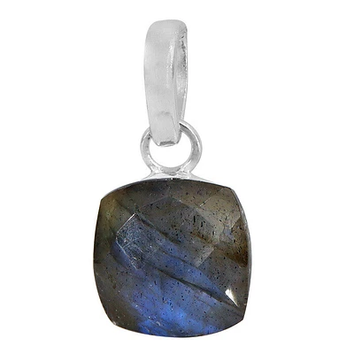 Sterling Silver, 12X12mm Labradorite Pendant