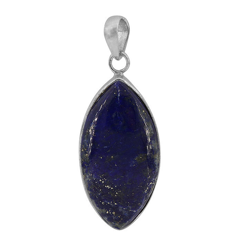 Sterling Silver With Rhodium, 20X40mm Lapis Lazuli Pendant