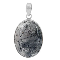 Sterling Silver, 20×30 mm Black Rutilated Quartz Pendant
