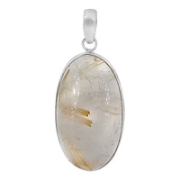 Sterling Silver, 20X37mm Golden Rutilated Quartz Pendant