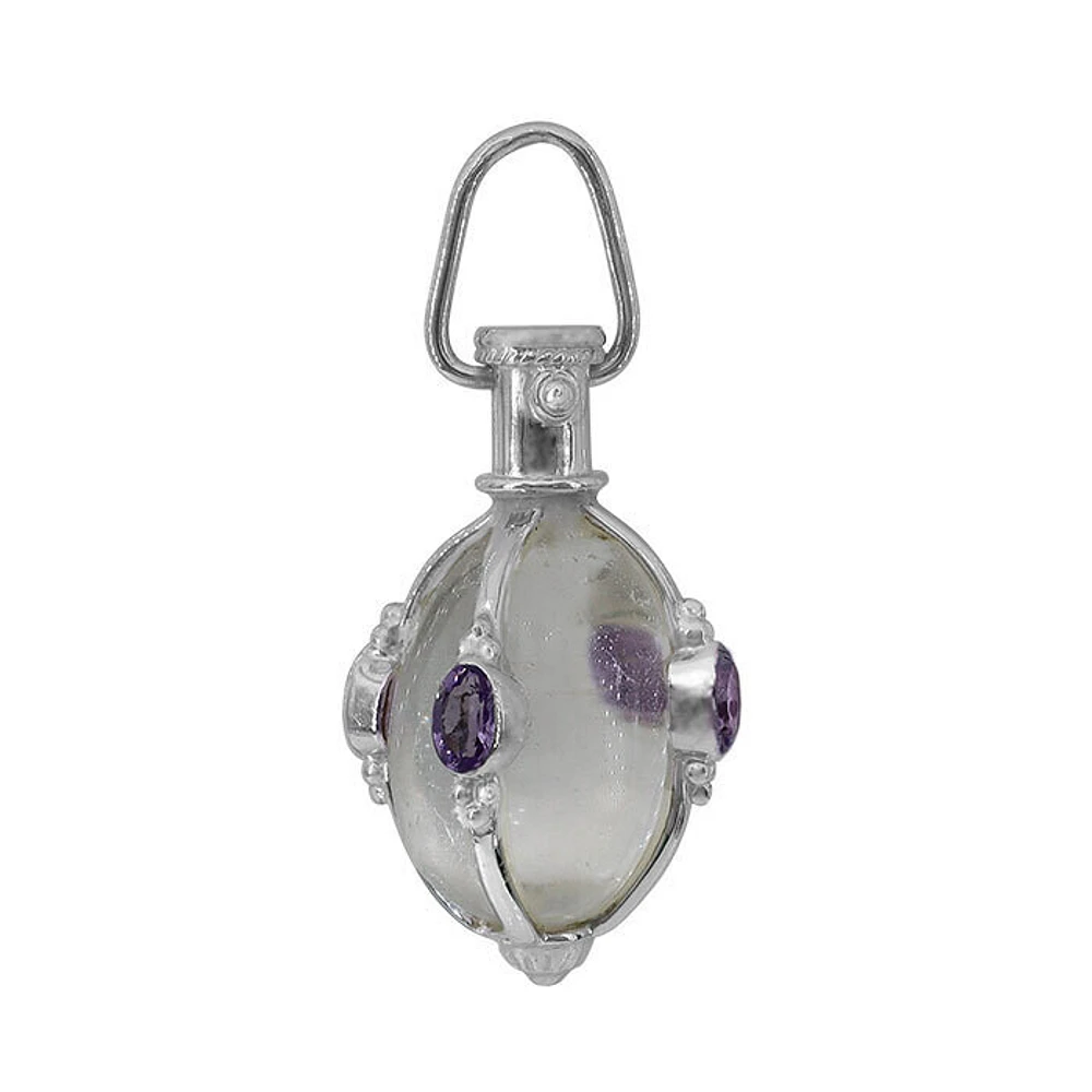 Sterling Silver, 14X21mm Crystal Pendant With Amethyst