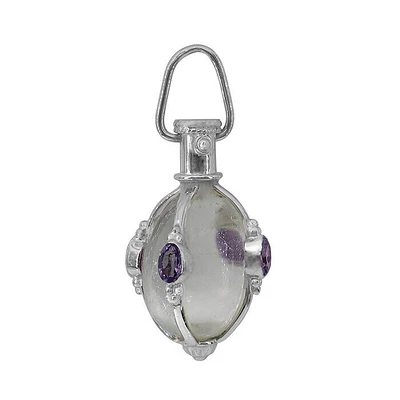 Sterling Silver, 14X21mm Crystal Pendant With Amethyst