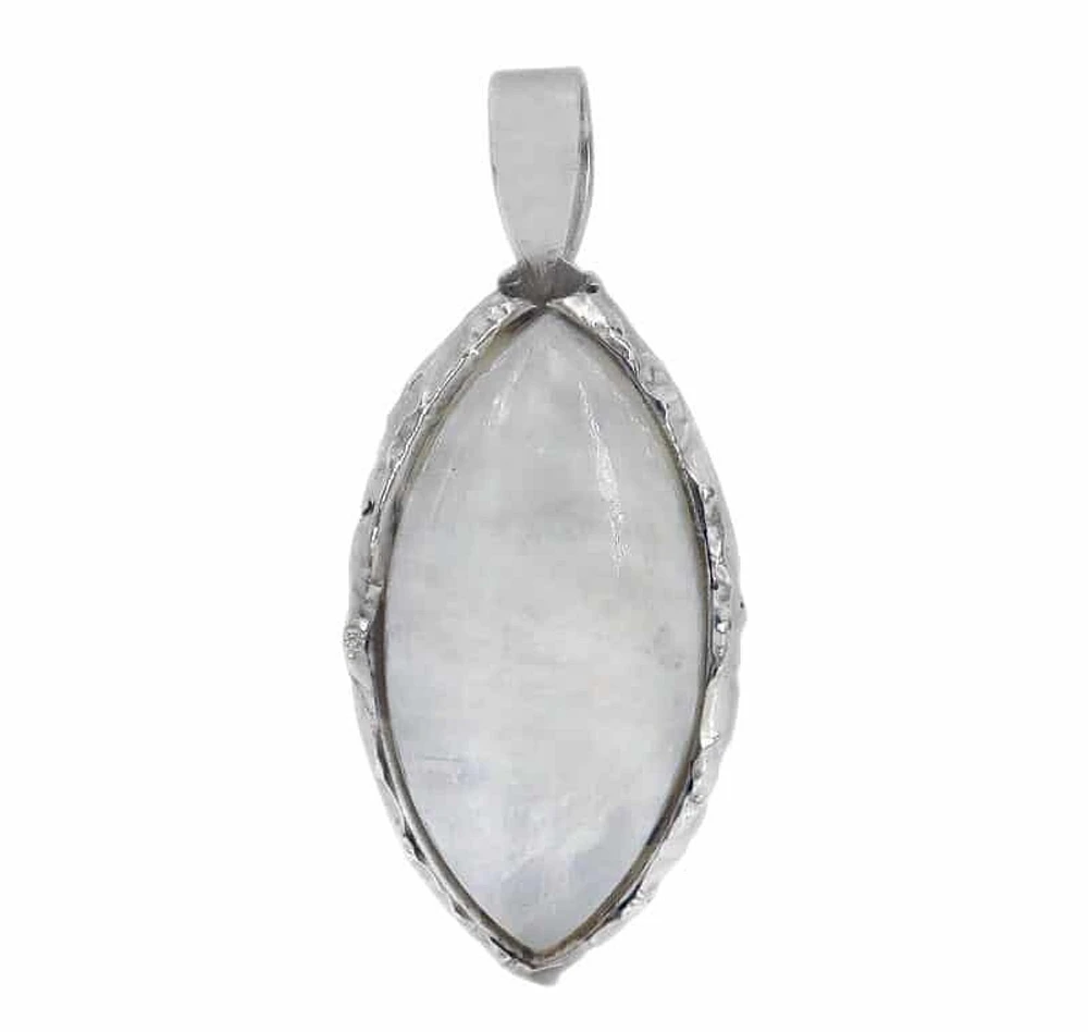 Sterling Silver With Rhodium, 30X15mm Moonstone Pendant