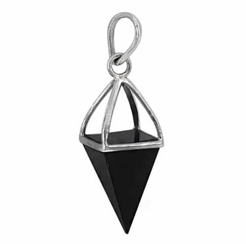 Sterling Silver With Rhodium, 26X14mm Onyx Pendant