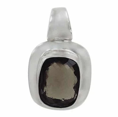 Sterling Silver, Faceted Rectangular Shape Stone Pendant. Approx Stone Size: 17mm L X 13mm W(Size May Vary)