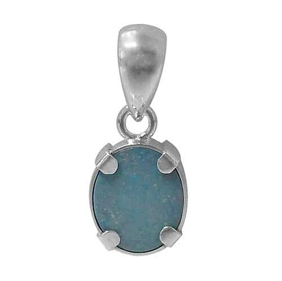 Sterling Silver, Flat Oval Shape Stone Pendant. Colour And Size May Vary. Approx Stone Size: 13mm L X 11mm W