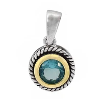 Sterling Silver With 2 Tone, 7Mm Blue Cubic Zirconia Pendant