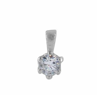 Sterling Silver With Rhodium Stone Pendant