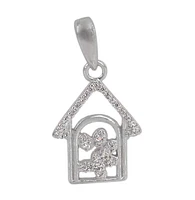 Sterling Silver With Rhodium Plated Stone Pendant, 11X15mm(Outer Frame)