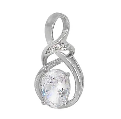 Sterling Silver With Rhodium Plated Stone Pendant, 8X18mm(Outer Frame)