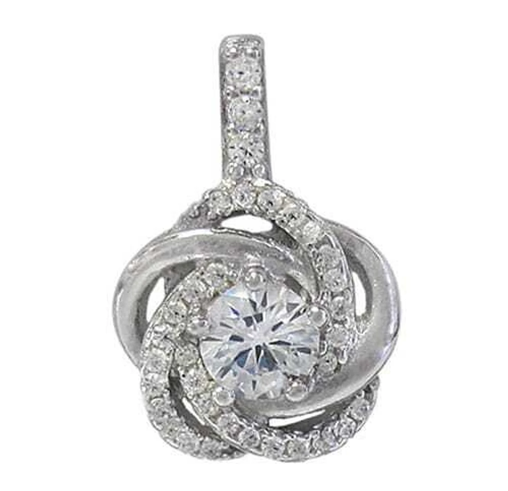 Sterling Silver With Rhodium, Love Knot Pendant, 12mm Diameter