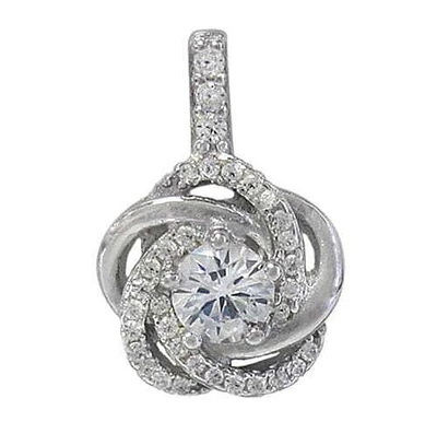 Sterling Silver With Rhodium, Love Knot Pendant, 12mm Diameter