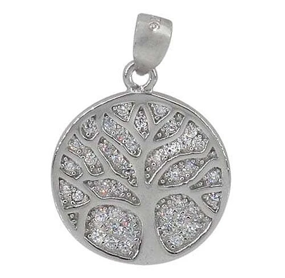 Sterling Silver With Rhodium Tree Of Life Pendant