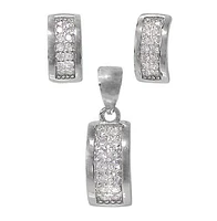 Sterling Silver With Rhodium Set, 9X4mm Earrings And 11X6mm Pendant