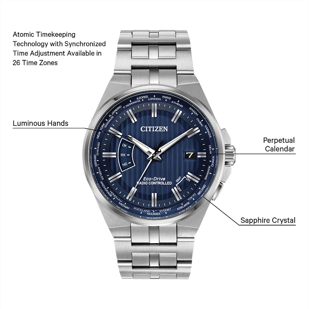 World Perpetual A-T Blue Dial 42MM Eco-Drive CB0160-51L