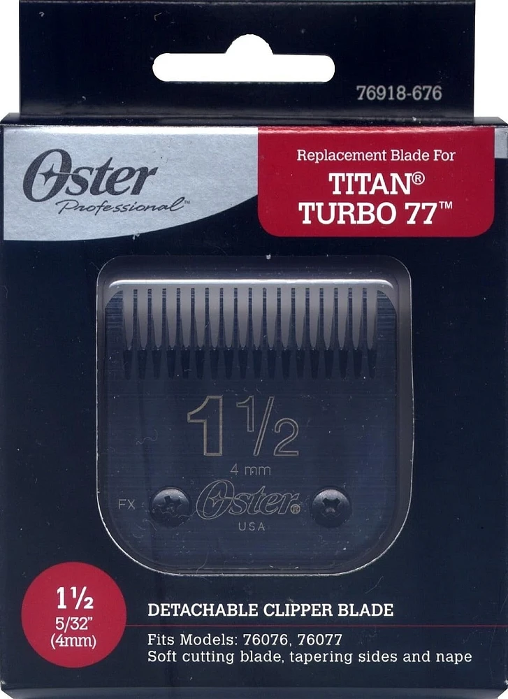 Oster Professional 76918-676 Replacement Blade Size 1.5: 5/32", 4mm for Oster -76 Clipper and others