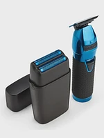 BabylissPro BlueFX+ Skeleton Metal Trimmer + Double Foil Shaver Black/Blue Limited Edition,