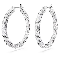 Swarovski Matrix hoop earrings, Round cut, White, Rhodium plated - 5647715/5689692 (SS)
