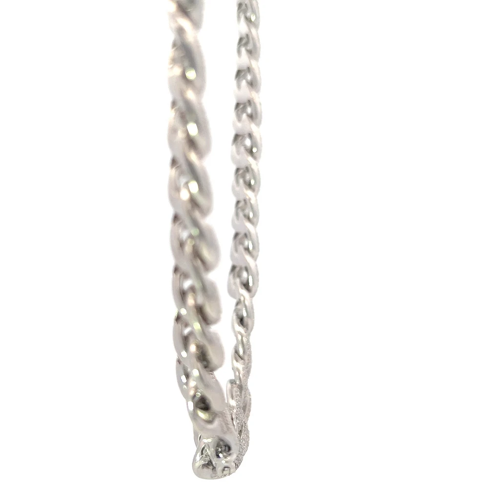 925 Sterling Silver Miami Cuban Curb Bracelet with Cubic Zirconias