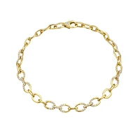 14K Yellow Gold 0.50cttw Round-Cut Diamond Link Bracelet